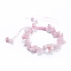 Bracelets de perles de quartz rose réglables naturel puce puce tressé BJEW-JB04392-01-1