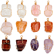 FINGERINSPIRE 12 Pcs Irregular Natural Gemstone Pendant Gold Plated Wire Wrapped Pendants Amethyst Quartz Green Red Aventurine Tiger Eye Pendants Healing Crystal Stone Charms for Jewelry Making FIND-FG0001-60-1
