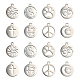 BENECREAT 32Pcs 8 Style 304 Stainless Steel Charms（14x12x1mm） Sun Om Symbol Charm Yin Yang Peace Sign Charms Word Love Charms Moon and Star Animal Claw Cross Charms STAS-BC0002-99-1