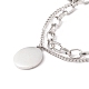 304 Stainless Steel Chain Multi-strand Bracelet with Flat Round & Heart Charms for Women STAS-P304-31P-2