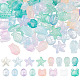 ARRICRAFT 128PCS 4 Colors 4 Style Ocean Theme Transparent Spray Painted Glass Beads GLAA-AR0001-46-1