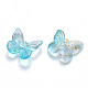 Two Tone Transparent Spray Painted Glass Charms GLAA-T016-22B-2