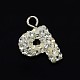 Glittering Polymer Clay with Austrian Crystal Charms Pendants SWARJ-M008-001-P-2