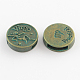 Antique Bronze & Green Patina Plated Flat Round Zinc Alloy Slide Charms X-PALLOY-Q307-09-NR-1