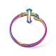Ionenplattierung (ip) 201 aushöhlen Edelstahl Kreuz verstellbarer Ring für Frauen RJEW-K238-06M-2