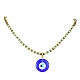 Collier pendentif en lampe mauvais œil fait à la main avec des chaînes de perles de graines de verre pour les femmes NJEW-JN04418-3