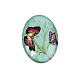 Cabochon ovale in vetro con disegno farfalla X-GGLA-N003-22x30-C-2