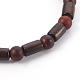 Bracelets extensibles en bois de santal naturel et perles de bois BJEW-JB04015-01-2