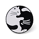 漫画の猫のエナメルピン  バックパックの服用の黒の合金バッジ  ブラック  30x1.8mm JEWB-D026-01B-1