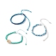 3 個 3 スタイル天然シェル & ガラス編組ビーズ ブレスレット セット  女性のための調節可能なブレスレット  ブルー  内径：2~4インチ（5.1~10.1cm）  1個/スタイル BJEW-B065-07B-3