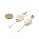 Natural Spiral Shell & Shell Pearl Dangle Stud Earrings EJEW-TA00220-2