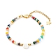 Braccialetti con perline di vetro placcato, con perline di conchiglie sorridenti, colorato, 7-1/2 pollice (19.2 cm)