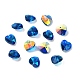 電気メッキガラスチャーム  ABカラーメッキ  多面カットハート  ブルー  10x10x5~5.5mm  穴：1~1.2mm GGLA-Z002-02F-1