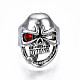 Gothic Punk Skull with Cigarette Alloy Open Cuff Ring with Rhinestone for Men Women RJEW-T009-51AS-1