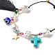 Bracelet de perles tressées en turquoise synthétique (teint) et en plastique et au chalumeau pour filles et femmes BJEW-JB06952-5