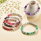 5 pièces 5 couleurs agate patinée naturelle (teinte) & howlite ensemble de bracelets extensibles perlés ronds BJEW-JB08087-2