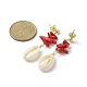 Dyed Chips Synthetic Coral Stud Earrings EJEW-TA00203-3