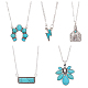 ANATTASOUL 5Pcs 5 Style Flower & Rectangle & Lightning & Cow Tag Synthetic Turquoise Pendant Necklaces Sets NJEW-AN0001-04-1