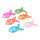 籐アートクラフト  魚  ミックスカラー  62x98x15mm  8色  1個/カラー  8個/袋 AJEW-CJ0001-17-4