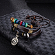 Adjustable Casual Unisex Zinc Alloy Love Skull and Leather Multi-strand Bracelets BJEW-BB15637-10