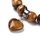 Bracelets de perles en œil de tigre naturel avec breloque BJEW-K164-B06-4