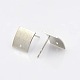 Square Brass Tags Stud Earring Findings KK-N0056-01P-2