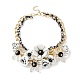 Lätzchen-Halskette mit Rosen- und Sonnenblumendrama NJEW-I112-01B-1
