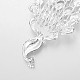 ウエディングヘアアクセサリー  孔雀合金ラインストーンブライダル装飾的な髪をくし  鉄の櫛とabsのプラスチックビーズ  銀  ホワイト  170x69mm OHAR-R099-06-4