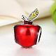 925 тайский стерлингового серебра кубического циркония и эмали красного яблока европейские шарики STER-FF0002-032-2