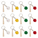 Olycraft 12 Stück 4 Farben Mini-Baseball-Schlüsselanhänger aus PU-Leder mit Holz-Baseballschläger DIY-OC0011-25-1