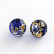 Flower Picture Transparent Glass Round Beads GFB-R004-14mm-S14-1