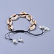 Bracelets de perle tressés en coquille de cauris réglables BJEW-JB04279-4