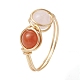 Anello da dito stile perla intrecciata con pietre preziose naturali e sintetiche RJEW-JR00615-3