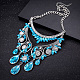 Le donne di moda gioielli di zinco collane collare di vetro in lega di strass fiore pettorina dichiarazione girocollo NJEW-BB15083-D-6