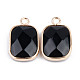 Faceted Natural Black Stone Pendants G-S359-179B-2