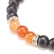 4 stücke 4 stil natürliche lavagestein & gemischte stein geflochtene perlen armbänder set für frauen BJEW-TA00115-4
