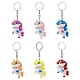 6 Stück 6 Farben Cartoon-Einhorn-Schlüsselanhänger aus PVC-Kunststoff KEYC-JKC00664-1