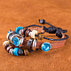 Verstellbar lässig unisex Leder mehradrige Armbänder BJEW-BB15572-A-9