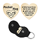 CREATCABIN Heart Pocket Hug Token Hand Heart Long Distance Relationship Keepsake Keychain Stainless Steel Double Sided with Leather Keychain Gift for Family Friends Girlfriend Daughter Son Gold 1Inch AJEW-CN0001-68J-1
