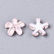エポキシ樹脂カボション  グリッターパウダー付き  パールカラーの  多面カット  5  - 花びらの花  ピンク  6.5x7x1.5mm CRES-R432-B-06-3