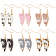 Anattasoul 6 paires 6 couleurs boucles d'oreilles pendantes en émail thème chat EJEW-AN0001-15-1