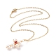 Collana con pendente a croce intrecciata in agata rossa naturale e perle NJEW-JN03920-03-4