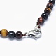 Natural Tiger Eye Graduated Beads Necklaces and Bracelets Jewelry Sets SJEW-L132-09-4