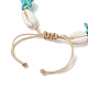 Bracelets de cheville en coquillages naturels et perles synthétiques tressées turquoise AJEW-AN00562-04-4