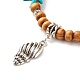 Bracelet extensible perles turquoises synthétiques étoile de mer & perles rondes bois naturel BJEW-JB07270-4