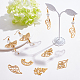 SUNNYCLUE 1 Box 12Pcs 6 Style Tarot Style Real Stainless Steel Charms Moon Phase Charm Mushroom Charms for Jewelry Making Moth Snake Butterfly Wing Charm Earrings Necklace Supplies Adult Craft Golden STAS-SC0003-88-5