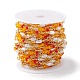 Chaînes à maillons en perles de verre en laiton avec perles d'imitation ABS CHS-P016-39G-07-4