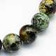 Fili di perle rotonde naturali di turchese africano (diaspro) G-S181-8mm-1