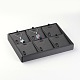 木製のネックレスプレゼンテーションボックス  PUレザーで覆われた  ブラック  18x25x3.2cm NDIS-O007-01-3