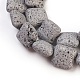 Brins de perles de pierre de lave naturelle galvanisées G-E497-H-3